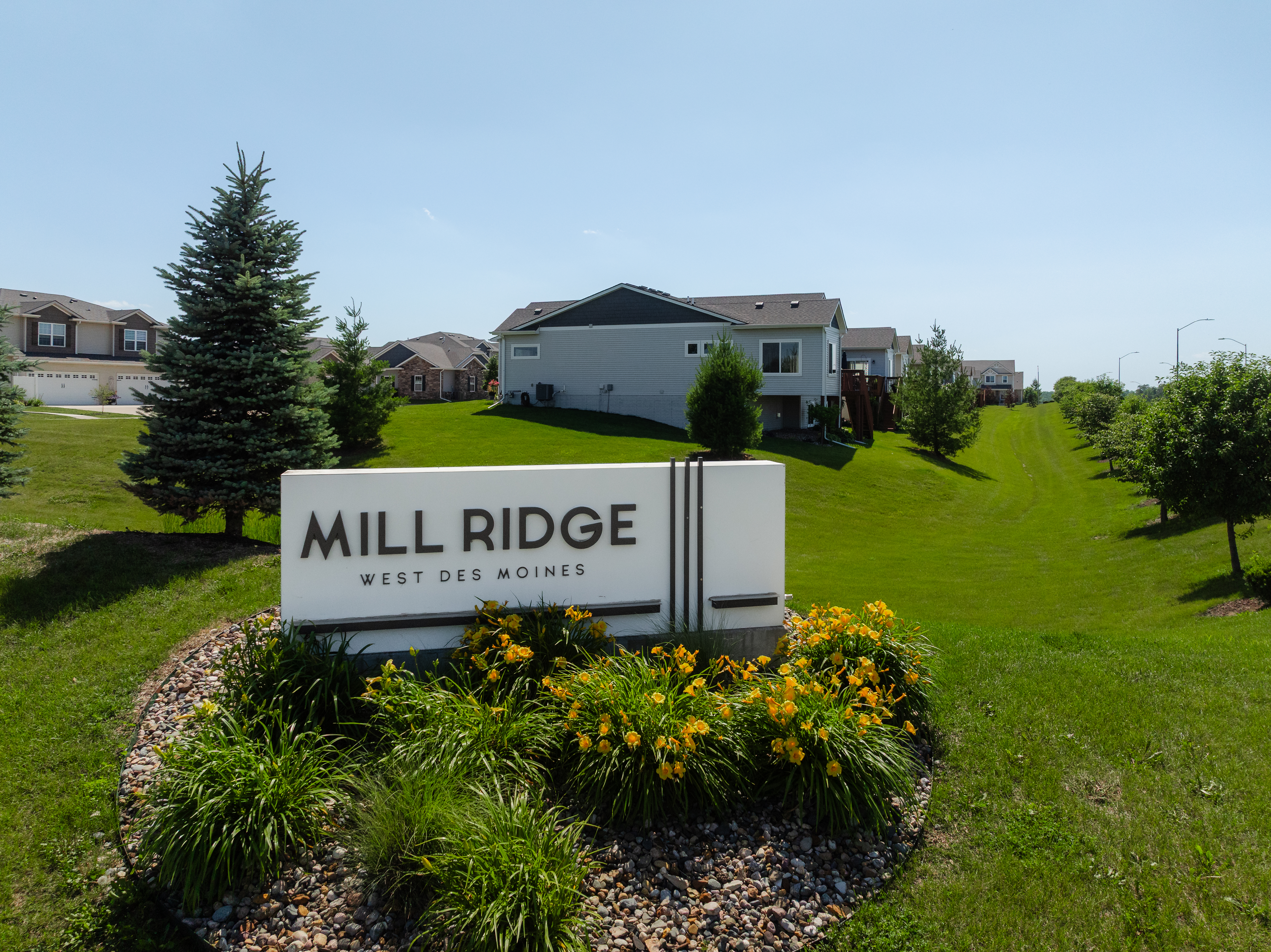 Aerial view of a Hubbell Homes community in West Des Moines